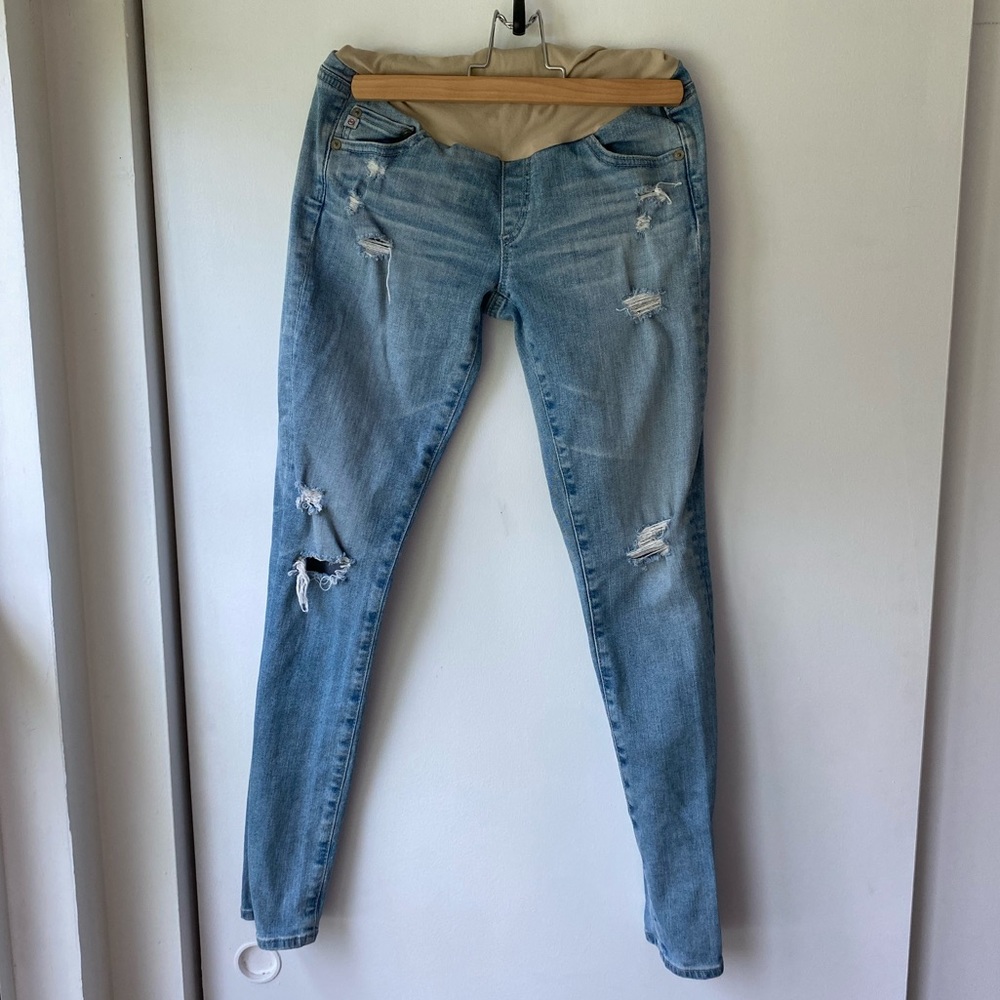 AG Adriano Goldschmied ripped skinny maternity jeans with full panel size 27R